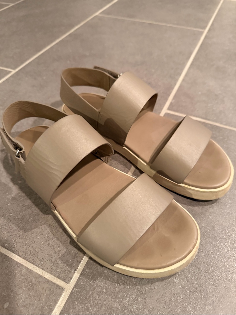 Vince Women's Neutral Wide-Strap Slingback Sandals - Taupe